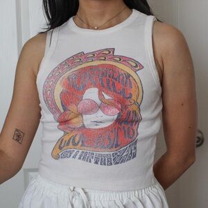Hollister White Graphic Tank Top